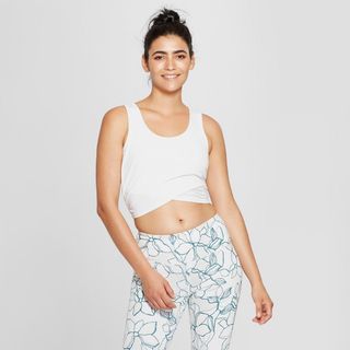 JoyLab + Cropped Ribbed Tank Top With Mesh