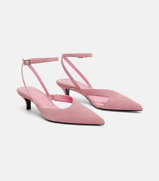 Zara + Mid-Height Leather High Heels Shoes