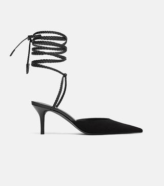 Zara + Strappy Leather Slingback Pumps