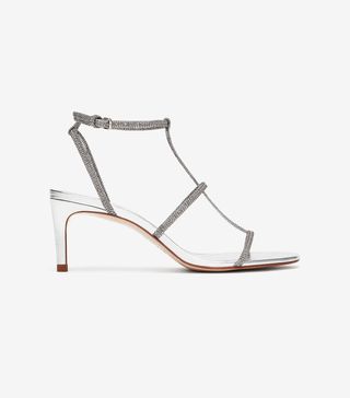 Zara + Heeled Sandals with Laminated Straps
