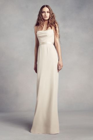 White by Vera Wang + Cowl-Back Crepe Bridesmaid Dress