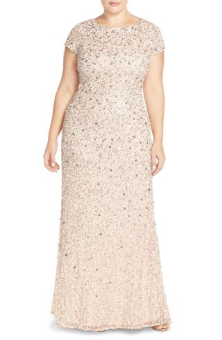 Adrianna Papell + Embellished Scoop Back Gown