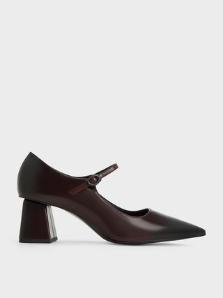 Charles & Keith + Red Pointed-Toe Mary Jane Pumps