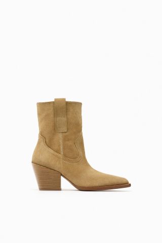 Zara + Suede Heeled Ankle Boots
