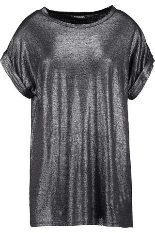 Balmain + Metallic Linen-Blend T-Shirt
