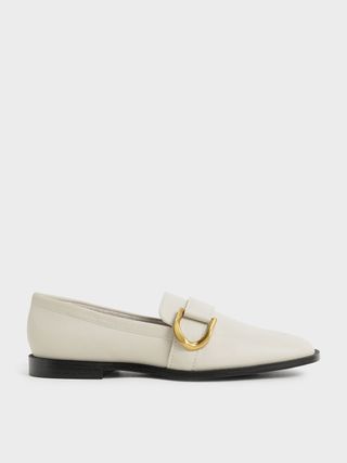 Charles & Keith + Chalk Gabine Buckled Leather Loafers​