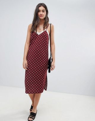 ASOS Design + Polka-Dot Slip Dress