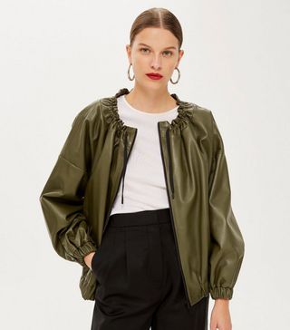 Topshop + Leather Bomber Jacket by Boutique