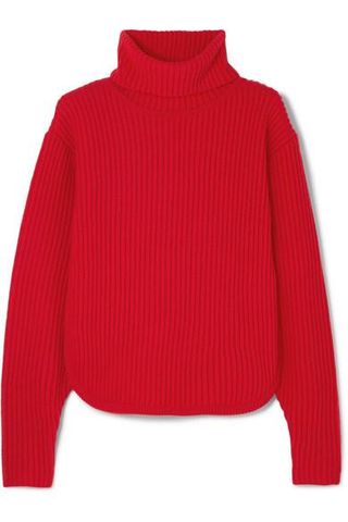 Antonio Berardi + Cutout Ribbed Turtleneck Sweater