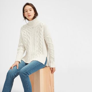 Everlane + Wool-Cashmere Oversized Cable Turtleneck Sweater
