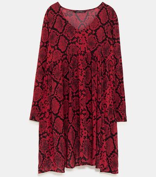 Zara + Red Snake Print Dress