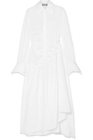 Preen by Thornton Bregazzi + Petunia Asymmetric Ruffled Cotton Midi Dress