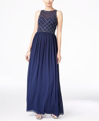 Adriana Papell + Beaded A-Line Gown