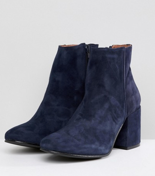 Selected + Suede Ankle Boot With Chunky Heel