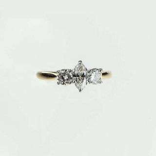 GildedTimes + Vintage 1970s 2-Tone Marquise Diamond Engagement Ring