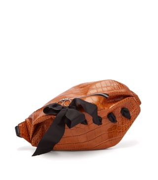 Marques’Almeida + Bow-Detailed Crocodile-Effect Leather Belt Bag