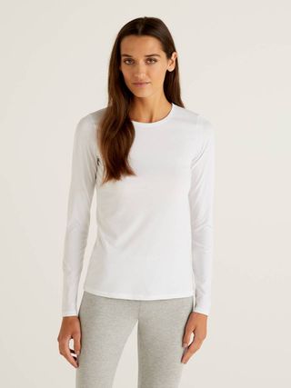 United Colors of Benetton + Long Sleeve Super Stretch T-Shirt