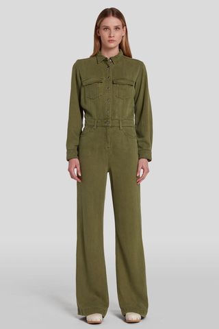 7 for All Mankind + Luxe Jumpsuit Colored Tencel Moss