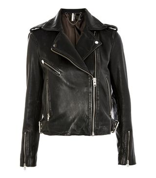 Topshop + Black Leather Biker Jacket