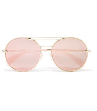 Rag & Bone + Vittoria Round-Frame Gold-Tone Mirrored Sunglasses