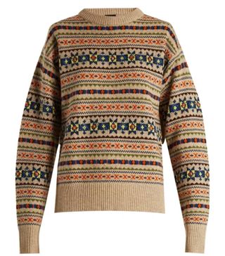 Joseph + Fair Isle Slit Sleeve Wool-Knit Sweater