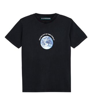 AlexaChung + Black Boxy T-Shirt With World Print