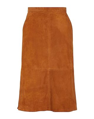 8 by Yoox + Suede Leather Side-Slit Midi Skirt