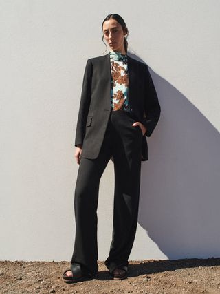 Jigsaw + Hopsack Collarless Blazer