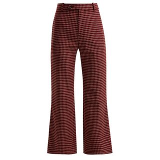 Chloé + Checked Wool-Blend Flared Trousers