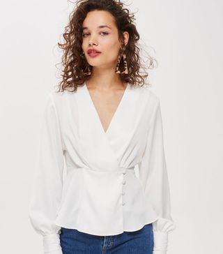 Topshop + Button Wrap Peplum Top