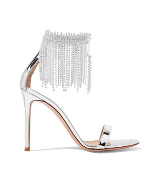 Gianvito Rossi + 100 Crystal-Embellished Metallic Leather Sandals