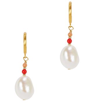 Anni Lu + Baroque Pearl 18ct Gold-Plated Drop Earrings