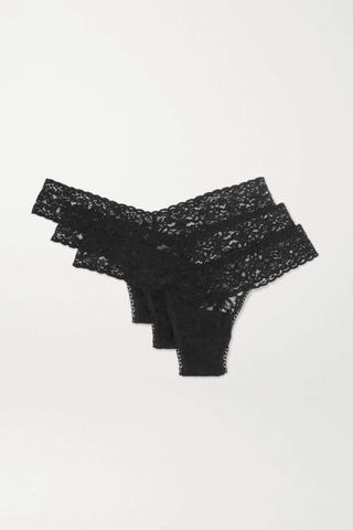 Hanky Panky + Signature Set of Three Low-Rise Stretch-Lace Thongs