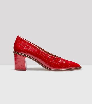 Miista + Bernadette Red Croc Leather Mid-Heels