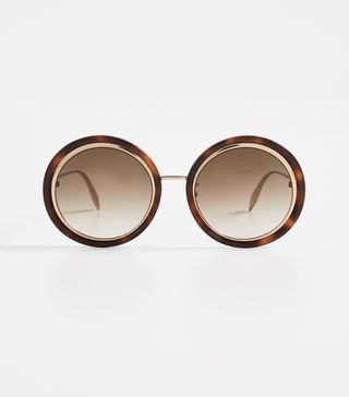 Alexander McQueen + Sculpted Round Sunglasses