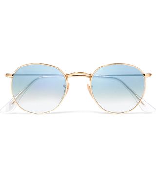 Ray-Ban + Round-Frame Gold-Tone Sunglasses