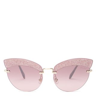 Miu Miu + Glitter-Embellished Cat-Eye Sunglasses