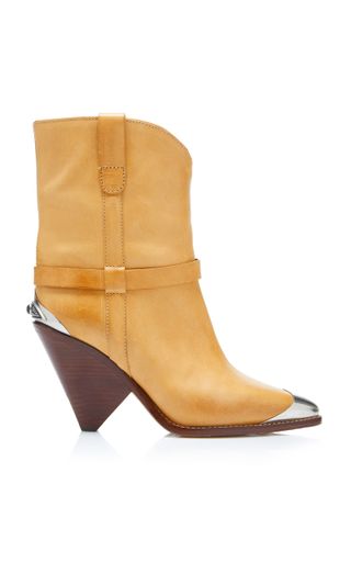 Isabel Marant + Lamsy Leather Cap-Toe Ankle Boots