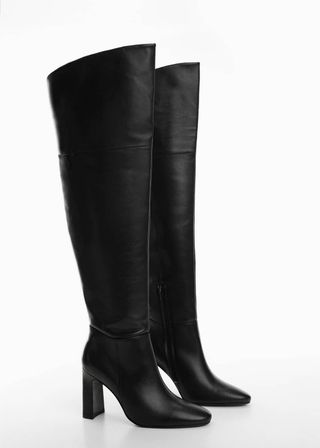 Mango + Leather Boots With Tall Leg - Women | Mango Usa