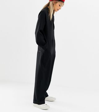 Reclaimed Vintage + Inspired Boilersuit With Wrap Front in Pinstripe