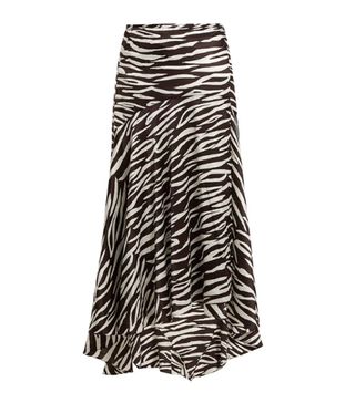 Ganni + Blakely Zebra-Print Wrap Skirt