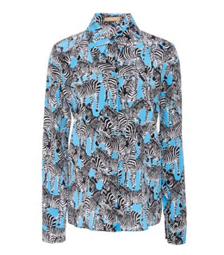 Michael Kors + Zebra-Print Silk Crepe de Chine Shirt