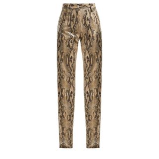 MSGM + High-Waisted Snake Print Trousers
