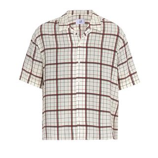 Dunhill + Short-sleeved check-print silk shirt