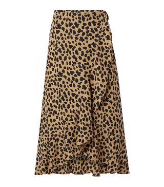 Rixo London + Gracie Leopard-Print Silk-Crepe Wrap Skirt