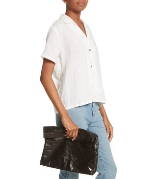 Simon Miller + Lunchbag Leather Roll Top Clutch