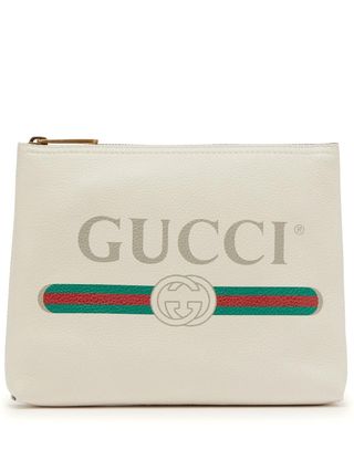 Gucci + Logo-Print Leather Pouch