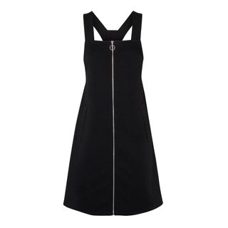 New Look + Black Zip Front Pinafore Dress