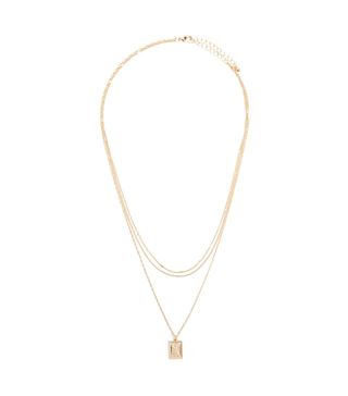 Forever 21 + Rectangle Rose Pendant Layered Necklace