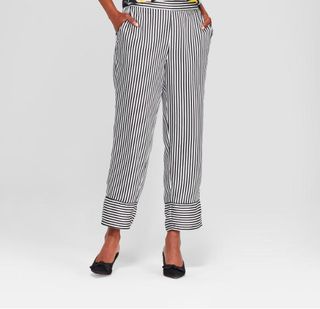 Who What Wear + Striped Straight Leg Pajama Crop Pants